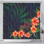 Hawaii Shower Curtain Hibiscus Palm Background