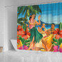 Hawaii Shower Curtain Hula Dance On Beach