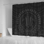 Hawaii Shower Curtain Kakau Honu Arc Polynesian Gray