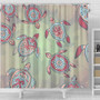 Hawaii Shower Curtain Turtle Colorful Hibiscus Background