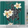 Hawaii Shower Curtain Turtle Poly Trinal Plumeria Turquoise