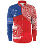 Samoa Long Sleeve Shirt Polynesian Flag With Coat Of Arms