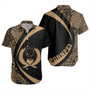 Pohnpei Short Sleeve Shirt Coat Of Arm Lauhala Gold Circle