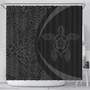 Hawaii Shower Curtain Turtle Hibiscus Lauhala Black Gray Circle