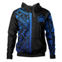 Samoa Hoodie - Samoa Coat Of Arms With Polynesian Tribal Pattern Blue