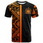 Samoa T-Shirt - Samoa Coat Of Arms With Polynesian Tribal Pattern Orange