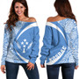 Kosrae Off Shoulder Sweatshirt Coat Of Arm Lauhala Circle