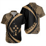 Kosrae Short Sleeve Shirt Coat Of Arm Lauhala Gold Circle