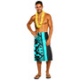 Samoa Lavalava - Samoa Coat Of Arms With Polynesian Tribal Pattern Turquoise