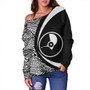 Yap Off Shoulder Sweatshirt Coat Of Arm Lauhala White Circle