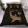 Hawaii Bedding Set Hawaiian Native Map Hammerhead Shark Gold