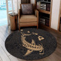 Hawaii Round Rug Hawaiian Native Map Hammerhead Shark Gold