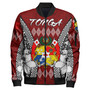 Tonga Bomber Jacket - Pattern Inspired By Tonga And Polynesian With Coat Of Arms