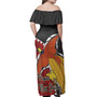 Papua New Guinea Woman Off Shoulder Long Dress - Paradise Bird Of Papua New Guinea with Polynesian Patterns