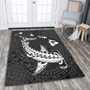 Hawaii Area Rug Hawaiian Native Map Hammerhead Shark White