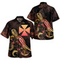 Wallis and Futuna Short Sleeve Shirt - Custom Wallis and Futuna Coat Of Arms With Polynesian Turtle Blooming Hibiscus Gold