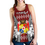 Tonga Women Racerback Tank - Pattern Inspired By Tonga And Polynesian With Coat Of Arms
