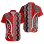 New Zealand Short Sleeve Shirt Maori Fabic Pattern Silvers Fern