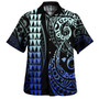 Hawaii Polynesian Combo Dress And Shirt Hawaiian Map Kakau Style Blue