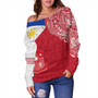 Philippines Off Shoulder Sweatshirt Polynesian Flag With Coat Of Arms
