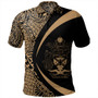 Solomon Islands Polo Shirt Coat Of Arm Lauhala Gold Circle
