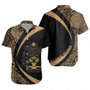 Solomon Islands Short Sleeve Shirt Coat Of Arm Lauhala Gold Circle