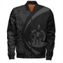 Vanuatu Bomber Jacket Coat Of Arm Lauhala Gray Circle