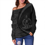 Vanuatu Off Shoulder Sweatshirt Coat Of Arm Lauhala Gray Circle