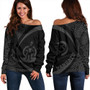 Vanuatu Off Shoulder Sweatshirt Coat Of Arm Lauhala Gray Circle