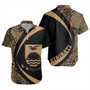 Kiribati Short Sleeve Shirt Coat Of Arm Lauhala Gold Circle