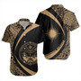 Marshall Islands Short Sleeve Shirt Coat Of Arm Lauhala Gold Circle