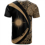 Marshall Islands T-Shirt Coat Of Arm Lauhala Gold Circle