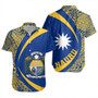 Nauru Short Sleeve Shirt Coat Of Arm Lauhala Circle