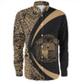 Nauru Long Sleeve Shirt Coat Of Arm Lauhala Gold Circle