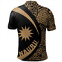 Nauru Polo Shirt Coat Of Arm Lauhala Gold Circle