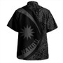 Nauru Hawaiian Shirt Coat Of Arm Lauhala Gray Circle