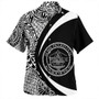 Palau Hawaiian Shirt Coat Of Arm Lauhala White Circle