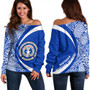 Northern Mariana Islands Off Shoulder Sweatshirt Coat Of Arm Lauhala Circle