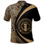 Northern Mariana Islands Polo Shirt Coat Of Arm Lauhala Gold Circle