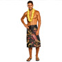 Hawaii Map Lavalava - Custom Hawaii Kanaka Maoli With Turtle Blooming Hibiscus Gold