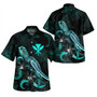 Hawaii Short Sleeve Shirt - Custom Hawaii Kanaka Maoli With Polynesian Turtle Blooming Hibiscus Turquoise