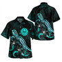 Tahiti Short Sleeve Shirt - Custom Tahiti Coat Of Arms With Polynesian Turtle Blooming Hibiscus Turquoise