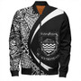 Tuvalu Bomber Jacket Coat Of Arm Lauhala White Circle