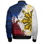 Philippines Bomber Jacket Filipino Sun Flag Grunge Style