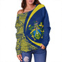 Pitcairn Islands Off Shoulder Sweatshirt Coat Of Arm Lauhala Circle