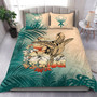 Hawaii Bedding Set Tropical Leaves Sea Turtle Tribal