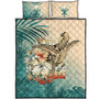 Hawaii Quilt Bed Set Tropical Leaves Sea Turtle Tribal