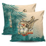 Hawaii Pillow Cover Tropical Leaves Sea Turtle Tribal