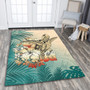 Hawaii Area Rug Tropical Leaves Sea Turtle Tribal