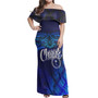 Chuuk Polynesian Woman Off Shoulder Long Dress - Lauhala Coat Of Arms